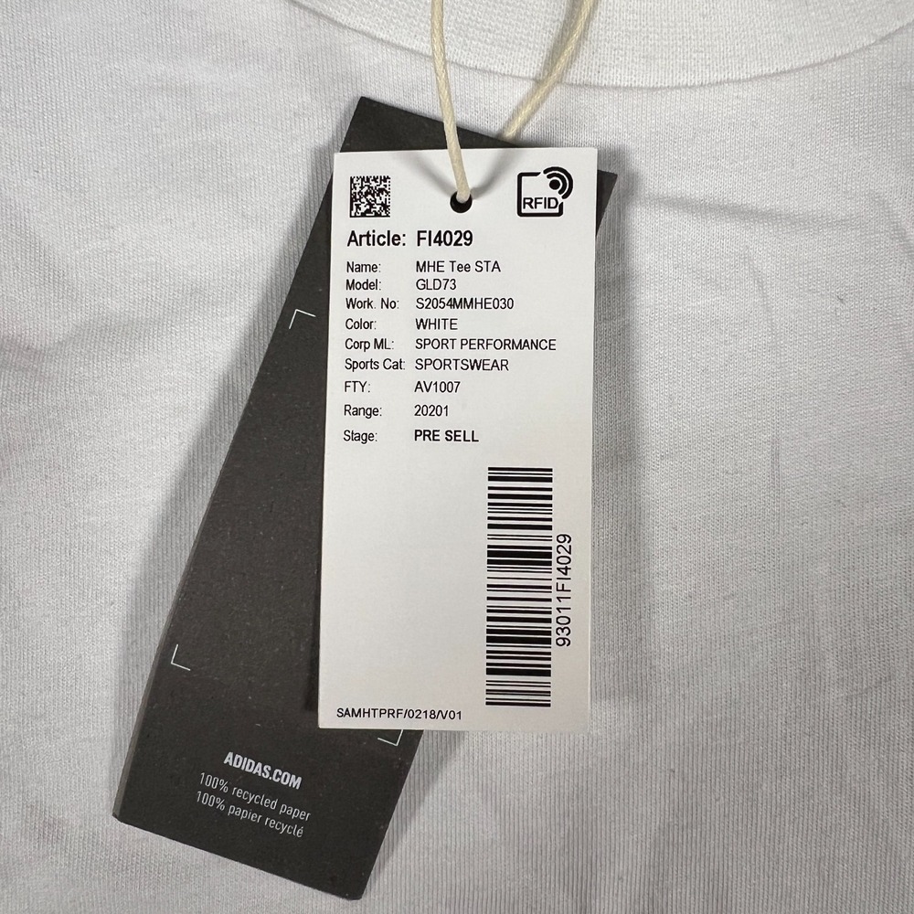 Adidas Mens Medium White Crew Neck Raglan Sleeve Sport Performance Tee NWT - Picture 5 of 9